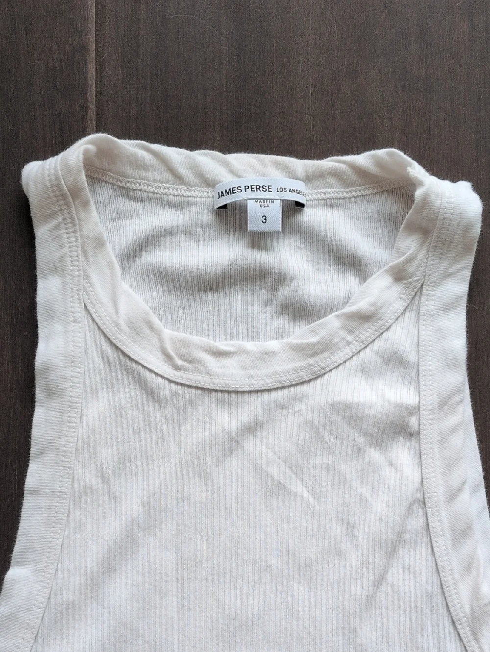 James Perse Ribbed Sheer White Tank Top - Picture 3 of 7